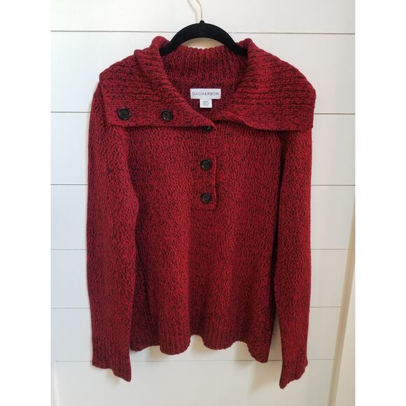 SAG HARBOR Women's Red Sparkly Long Sleeve Sweater - Picture 1 of 4
